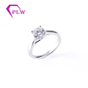 Заводская оптовая продажа, Женское Обручальное Кольцо круглой формы 2 карата, солитер, Муассанит - Product Image 1
