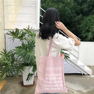 Khuyến Mại Hợp Thời Trang Công Suất Lớn Cotton Khuyến Mại Tùy Chỉnh Có Thể Tái Chế Tote CÔ Gái Dễ Thương Vải Bông Vải Túi