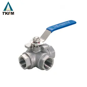 TKFM China Supplier Stainless Steel 304 Material 3 Way T L Type Screw End Npt Ball Valve