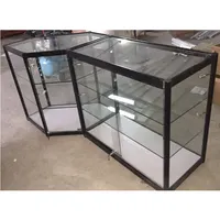Lockable sliding door black aluminum frame adjustable glass shelves jewelry kiosk