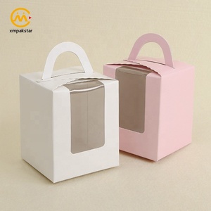 Wholesale Cheap Custom Color Paper <strong>Carrier</strong> Two Cheese Cup Cake Packaging <strong>Cupcake</strong> Box with Window - Product Image 6