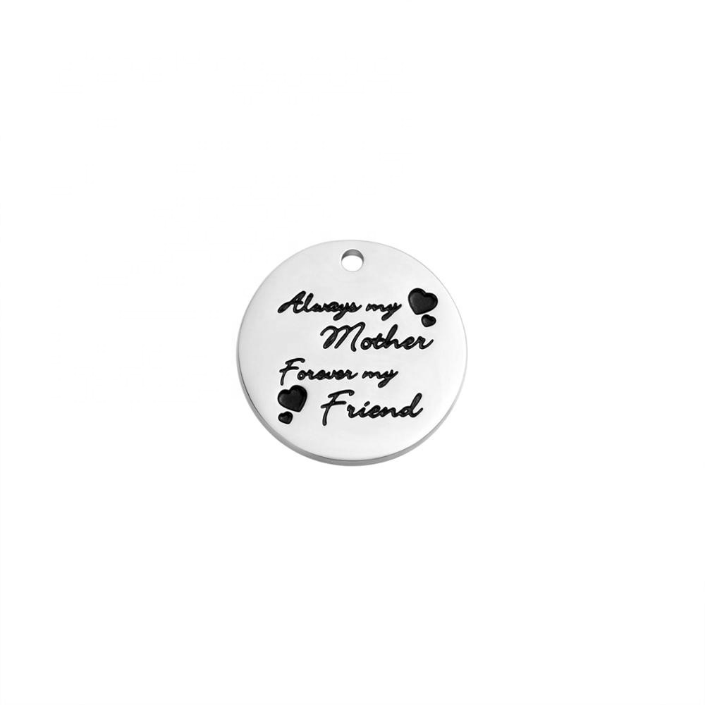 En gros En Acier Inoxydable Une Véritable Amitié Personnalisé Personnalisé Gravé Rond Charme Pendentif Bijoux Résultats 22mm