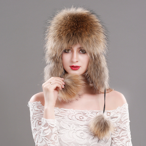 Chapeau d'hiver en peau de mouton de style aviateur de haute qualité pour femmes avec <span class=keywords><strong>bonnet</strong></span> d'oreille en fourrure de renard pour les scènes de fête - Product Image 1