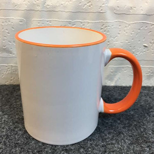 RubySub M091 Tazas de Café Esmaltadas de 11oz con Borde y Asa de Colores, en Blanco para Sublimación, Proveedor Mayorista - Product Image 5
