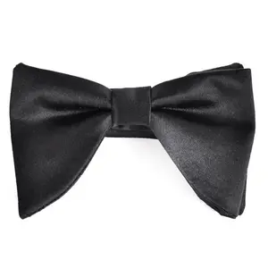 ขายส่งขนาดใหญ่ 100% ผ้าไหมสีดำ big bow tie สำหรับชาย