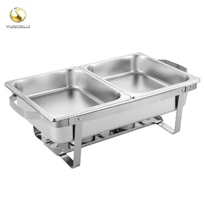 factory supply hotel ware Wholesale Price 7.5L 8.0L Collapsible Stainless Steel Square Chafing Dish SS201 Wire Rack Chafing Dish