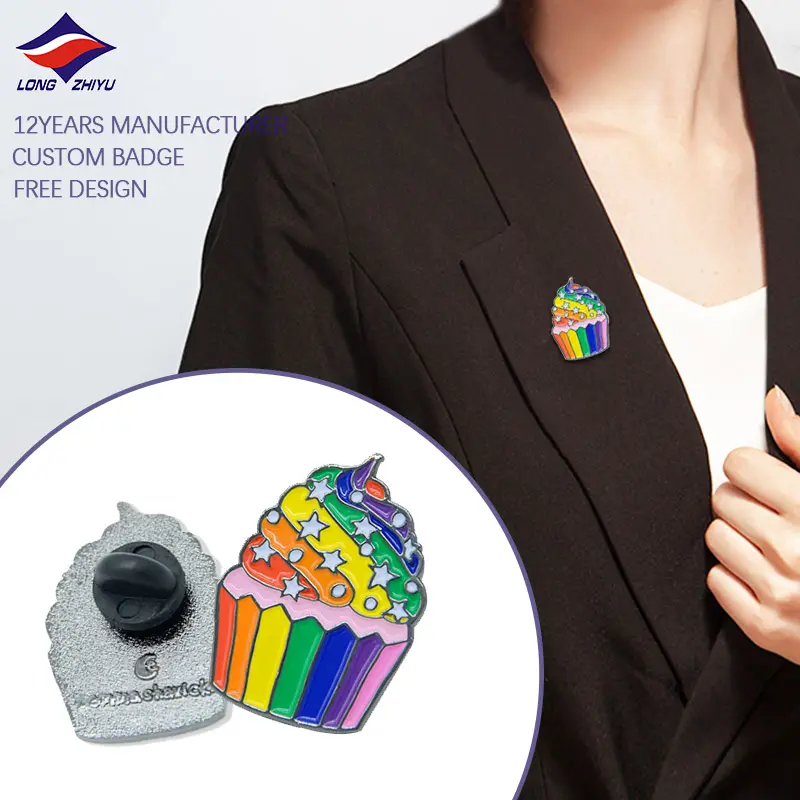 Longzhiyu 14 jahre berufs Hersteller custom metall weiche emaille pins brust abzeichen shirt abzeichen uniform revers pin