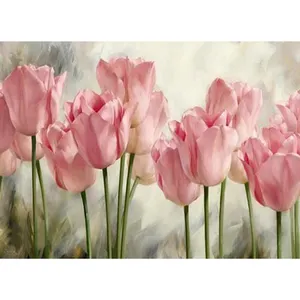 Taladro completo diamante pintura flores 5d diamante mosaico pintura pelusa corta lienzo arte tulipán imagen diamante bordado