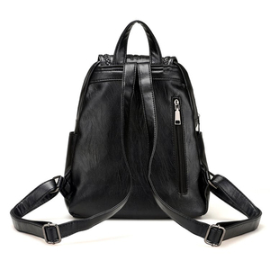 Mochila de Cuero Negra con Borla y Logotipo Personalizado, Bolsos Escolares de Moda para Mujer, Venta al Por Mayor - Product Image 4