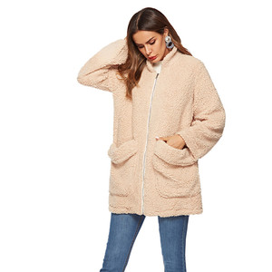 Logotipo personalizado de moda cálido gruesa de terciopelo de manga larga de invierno de las señoras abrigo largo - Product Image 4