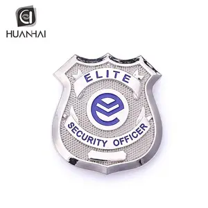 Custom silver plating metalen elite security officer security guard badge