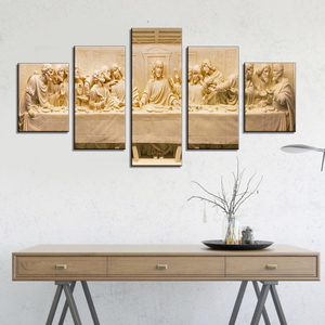Dipinto 3D dell'Ultima Cena, Famosa Opera Mondiale di Gesù, Stampe Spray Acriliche HD su Tela, Quadro in 5 Pannelli per Soggiorno - Product Image 3