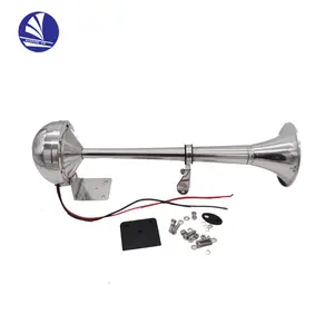 12V Marine Single High Tone Long Trumpet Electric Horn Speaker Alarm S.S.304