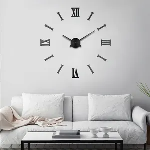 Reloj de pared grande con pegatinas decorativas para el hogar, cronógrafo de cuarzo con números romanos, movimiento de cuarzo 3D, 10CM
