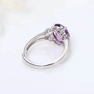 SGARIT Custom Dubai Designs Classic Oval Facetted Cut 925 <strong>Silver</strong> Purple Amethyst Engagement <strong>Adjustable</strong> Wedding <strong>Ring</strong> for Women - Product Image 5