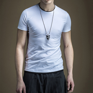 Mans diseño de verano manga corta cuello en o en blanco y negro de diseño de la camiseta de fabricación - Product Image 4