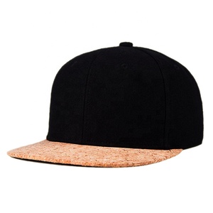 Vente en gros de casquettes en liège unies personnalisées sans logo casquettes Snapback vierges avec bord plat en liège - Product Image 1