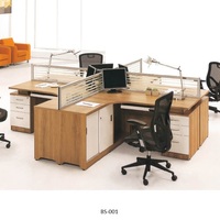 Meubles de bureau, cubicle modulaire, table d'ordinateur pour 2 personnes, cloison en verre, poste de travail, bureau en panneau de bois mélaminé