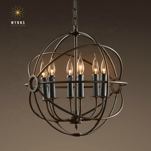 <span class=keywords><strong>Foucault</strong></span> Retro hierro forjado LED lámpara bombilla Vintage restauración Orb iluminación araña para el hogar Oficina Hotel decoración interior - Product Image 5