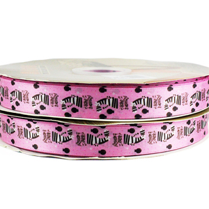 Gros logo personnalisé rose zèbre motif 100% polyester <span class=keywords><strong>impression</strong></span> satin ruban - Product Image 2