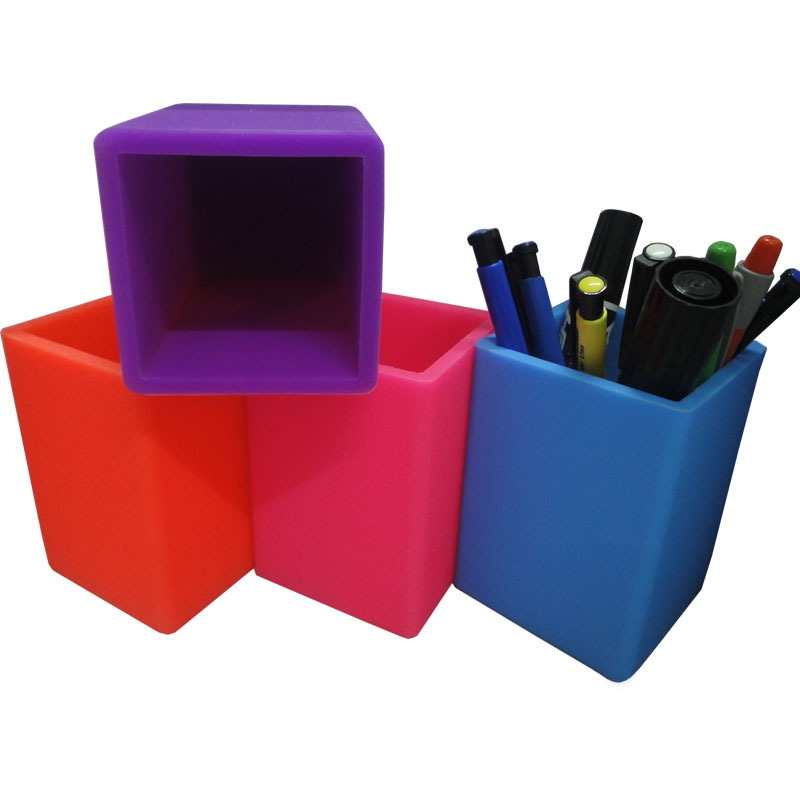 Прямая Заводская поставка, креативный силиконовый держатель для ручек, модный квадратный силиконовый держатель для ручек карамельных цветов, Настольный Органайзер