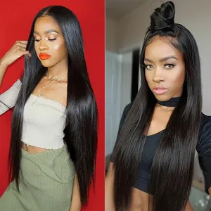 CELIE Factory Direct Supplied Unprocessed 100% Human Hair Elegant Silky Straight 36 Inch Lace Front Wig Human Hair Natural