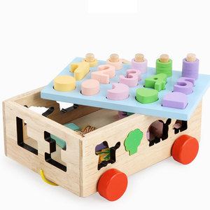 2019 child 15 PCs hole mathematics wooden shape bulling block car educational toys children play toys - Product Image 6