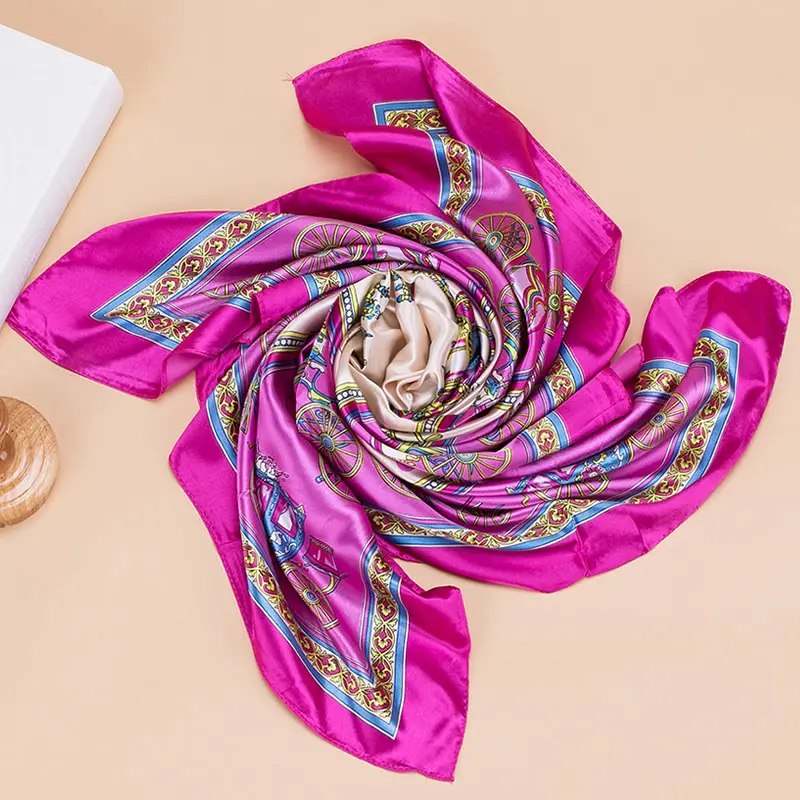 High Quality custom made scarf woman printing square Indian silk scarf for wholesale