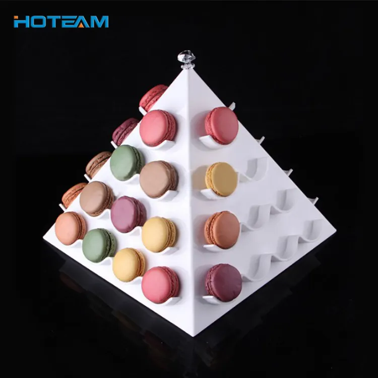 Bianco acrilico a forma di piramide macaron display stand