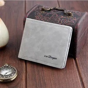 Dompet Pria Vintage Ramping Pendek, Dompet Kulit Kartu Uang Merek Terkenal