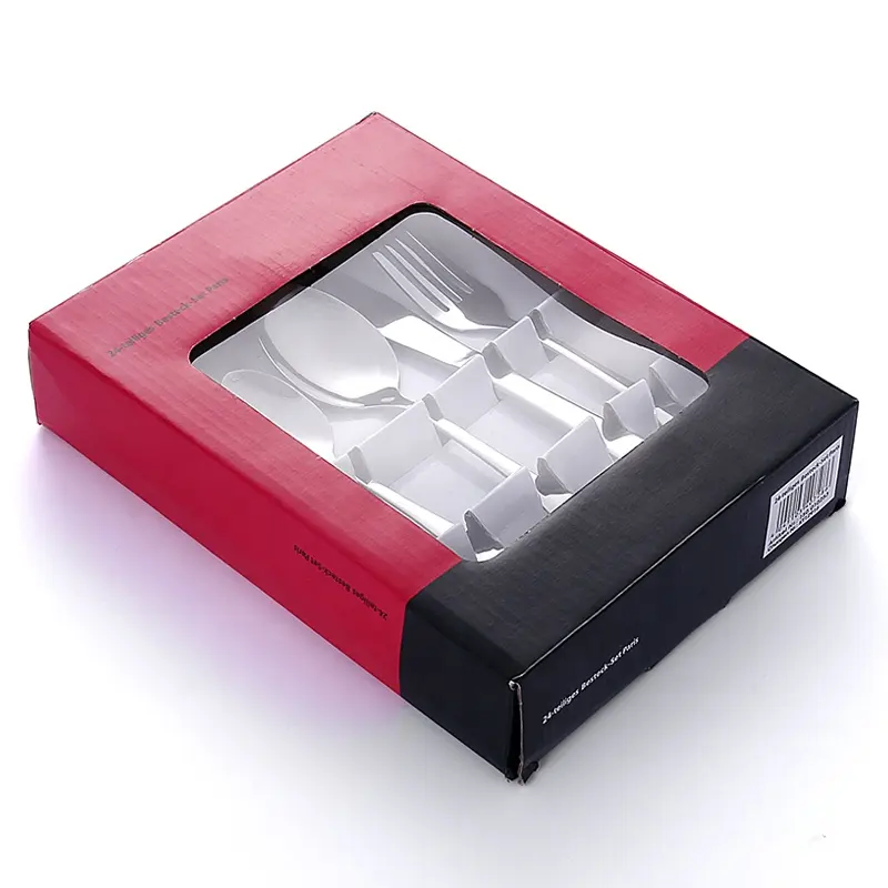 24pcs stainless steel western knife spoon fork sets restaurant tableware with box for hotel luxury wedding gift box set