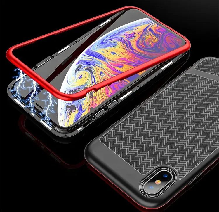 Saiboro 5 Colors Bumper Metal Magnetic Phone Case For Iphone x Xs Magnet Case