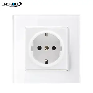 CNSKOU 2019 New EU/DE Standard White Glass Panel 16A AC 110V-250V Wall socket