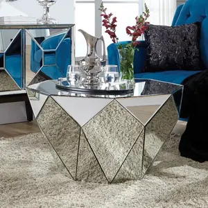Mirrored Round Shape End Table