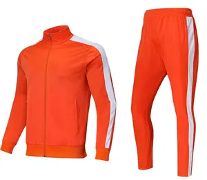 Wholesale Custom Mens 100%Polyester Brushed Tricot Sweatsuit Sports Tracksuit Set