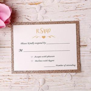 25 pièces Lot Or Paillettes Cartes Avec Imprimé + Gratuit Enveloppes Papier Cartonné Paillettes <span class=keywords><strong>D</strong></span>'<span class=keywords><strong>invitation</strong></span> De Mariage - Product Image 4