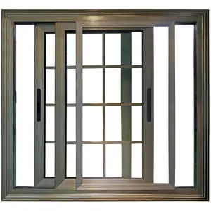 high quality housing glass aluminium sliding window with metal net 3'ft height x 4'ft width side sliding house window