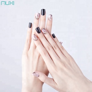 24 pcs/ensemble Pleine Couverture À Court <span class=keywords><strong>Faux</strong></span> Ongles Conseils avec Conception Presse sur les Ongles avec de La Colle - Product Image 1