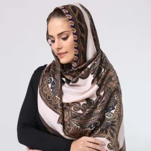 Featured Ethnic Style Muslim Turkish Women's Ethnic Lace Scarf Hijab schal sjaal dubai sjaal
