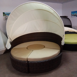 Modello di lusso <span class=keywords><strong>Spiaggia</strong></span> Letto Rattan Lettino All'aperto Rotondo Solarium Con Baldacchino - Product Image 2