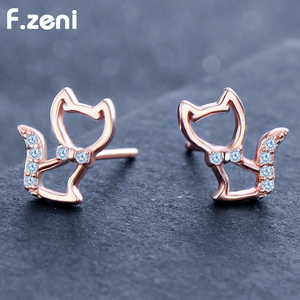 <span class=keywords><strong>Orecchini</strong></span> a Forma di <span class=keywords><strong>Gatto</strong></span> in <span class=keywords><strong>Argento</strong></span> Sterling 925 con Zirconi per Donne, Piccoli <span class=keywords><strong>Orecchini</strong></span> a Forma di Animale - Product Image 5