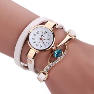 2017 Duoya Brand New Fashion Rhinestone watches women leather key pendant bracelet quartz Dress watches - Product Image 1