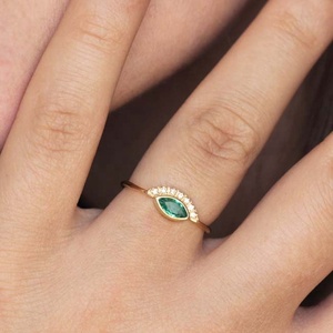 Luxury Jewelry Tiny 925 Sterling Silver Vintage Green <strong>Evil</strong> <strong>Eye</strong> Engagement <strong>Ring</strong> - Product Image 2
