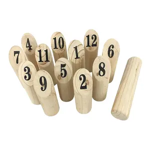 Wooden game Black Kubb Viking Bowling,Outdoor Sports,Solid Wood Throwing Stick