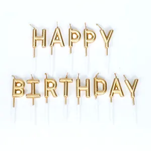 Happy birthday party set gold and silver alphabet candle children's birthday candle