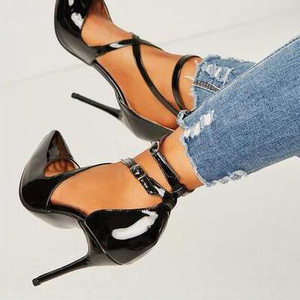Scarpe pump in <span class=keywords><strong>pelle</strong></span> verniciata con cinturino a spillo a spillo a punta Sexy da donna - Product Image 4