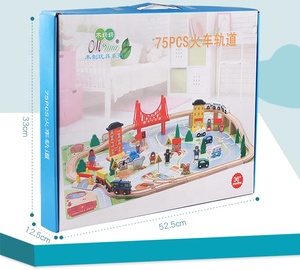 75 Pcs FAI DA TE Assemblare giocattoli di Legno Giocattoli Ferrovia Corsa Set Giocattolo Pista del Treno <span class=keywords><strong>Per</strong></span> I <span class=keywords><strong>Bambini</strong></span> - Product Image 5