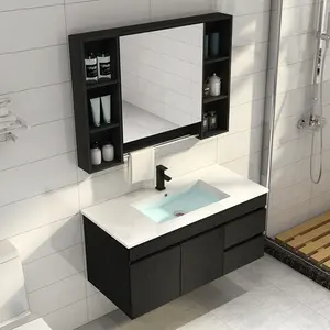 Duvara monte lüks otel havzası ayna bâtıla dolabı banyo mobilyaları