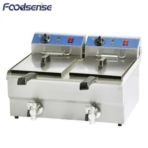 Style américain comptoir 2 réservoir double paniers friteuse filtre à huile machine à frire avec robinet