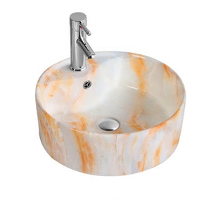 Baño de artístico montado en la cuenca de grano de madera barco de piedra forma lavabo en el cuarto de baño - Product Image 5